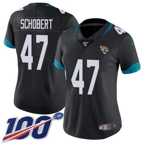 Nike Jacksonville Jaguars #47 Joe Schobert Black Team Color Women Stitched NFL 100th Season Vapor Untouchable Limited Jersey->women nfl jersey->Women Jersey